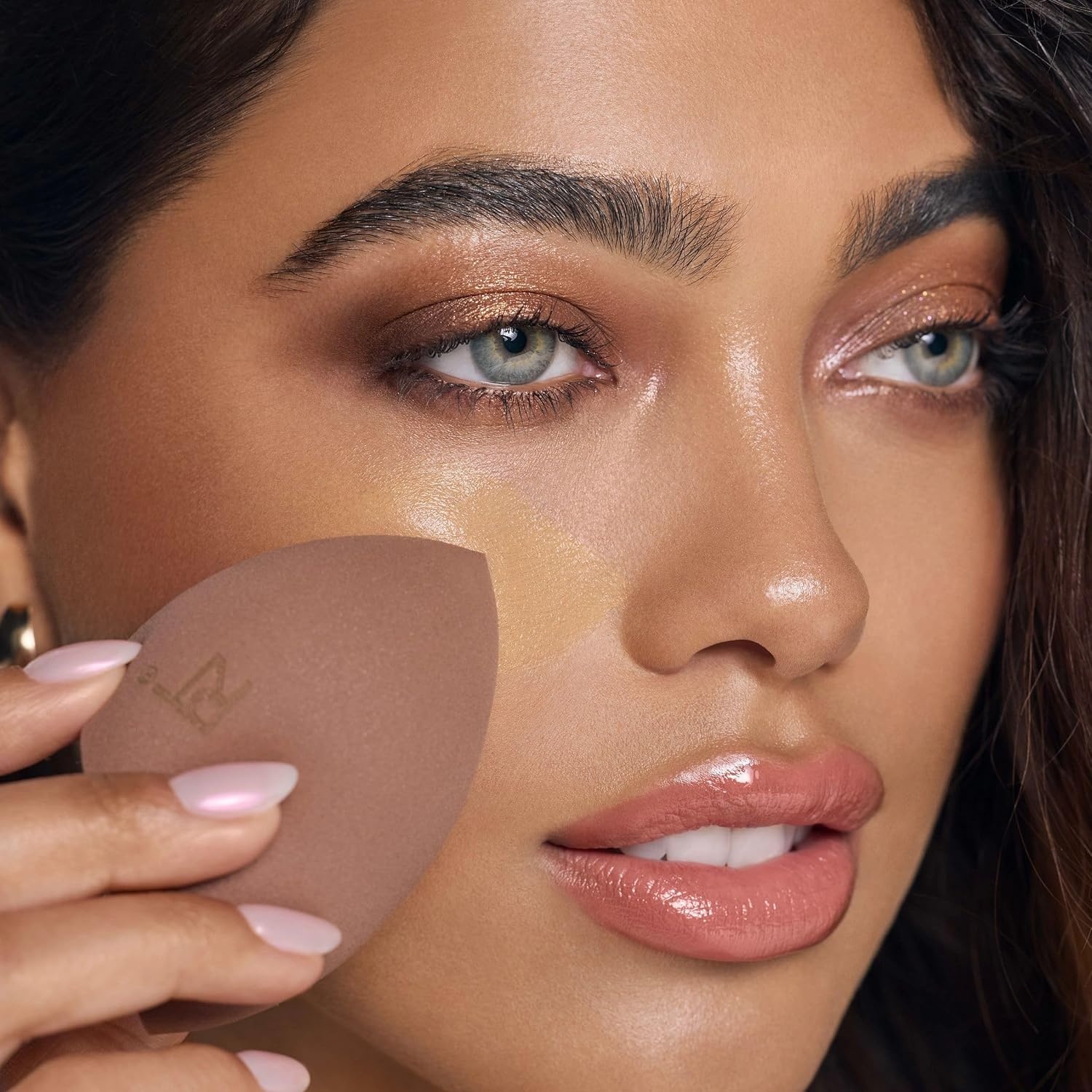 image:imageReal Techniques New Nudes Blurred Base Kit 5 Piece Face Makeup Brush Set with Powder Puff for Foundation Concealer Blush Contour amp Powder Blending Soft Bristles CrueltyFreeBlending Brush 1 Count
