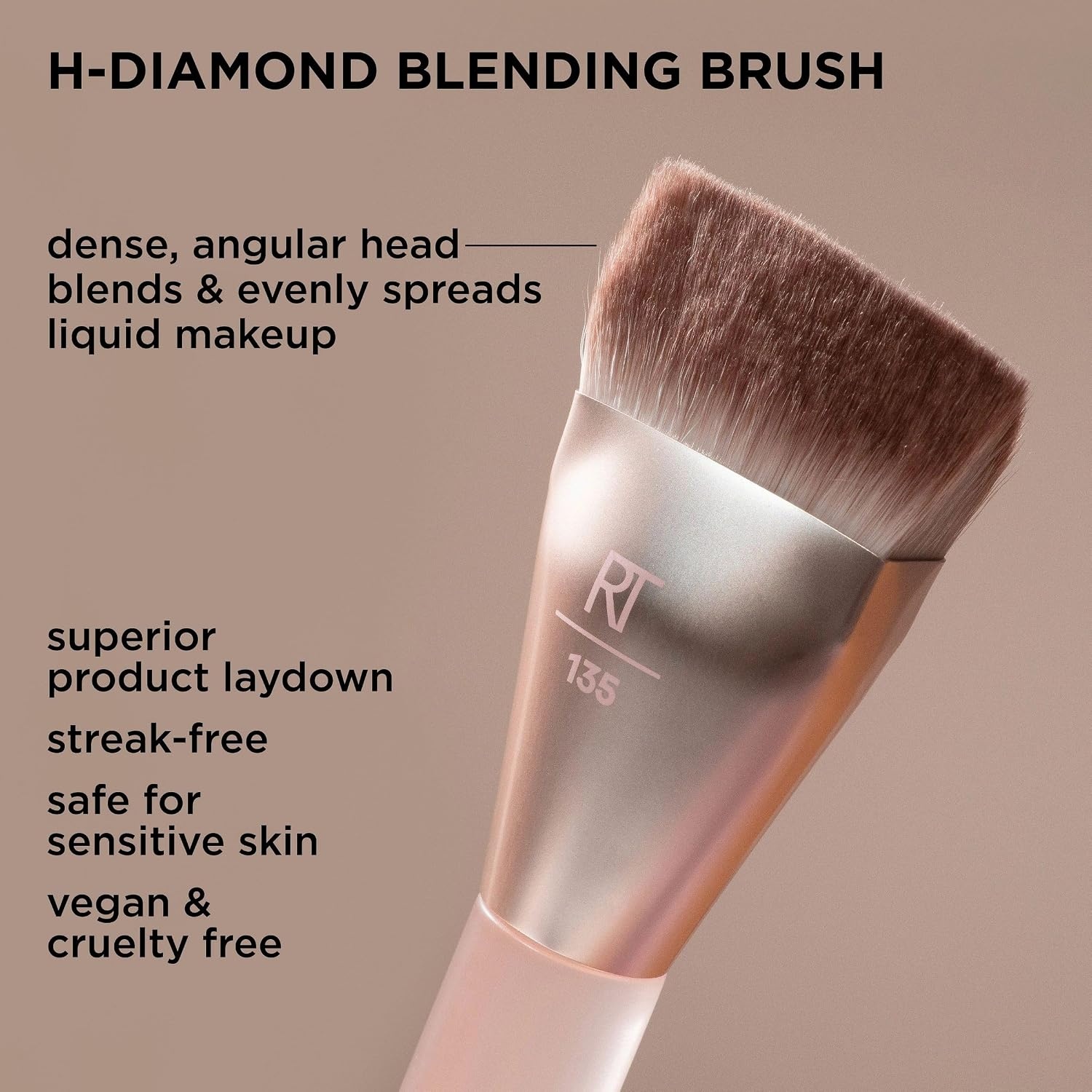 image:imageReal Techniques New Nudes Blurred Base Kit 5 Piece Face Makeup Brush Set with Powder Puff for Foundation Concealer Blush Contour amp Powder Blending Soft Bristles CrueltyFreeSponge Duo 2 Count