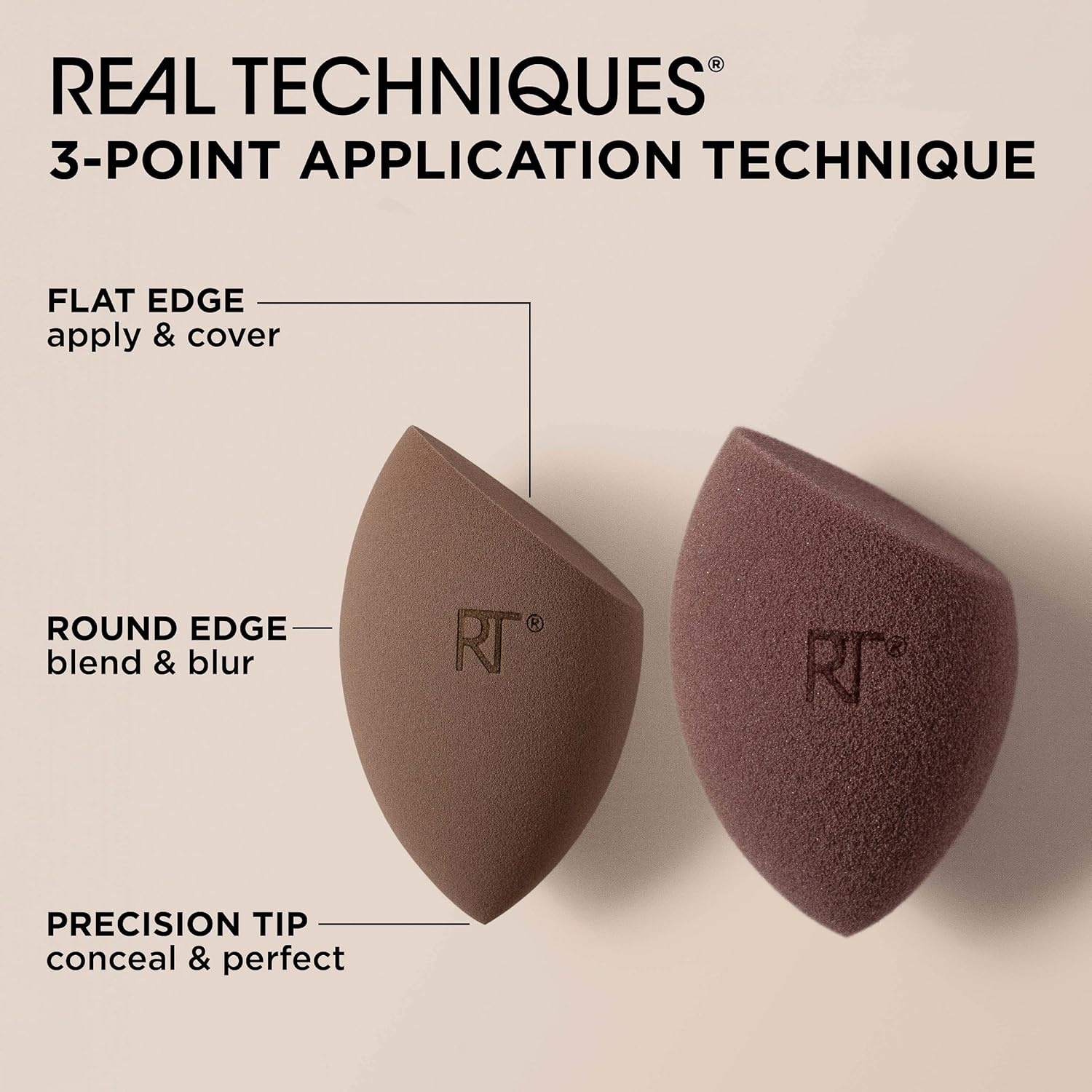 image:imageReal Techniques New Nudes Blurred Base Kit 5 Piece Face Makeup Brush Set with Powder Puff for Foundation Concealer Blush Contour amp Powder Blending Soft Bristles CrueltyFreeBlending Brush 1 Count