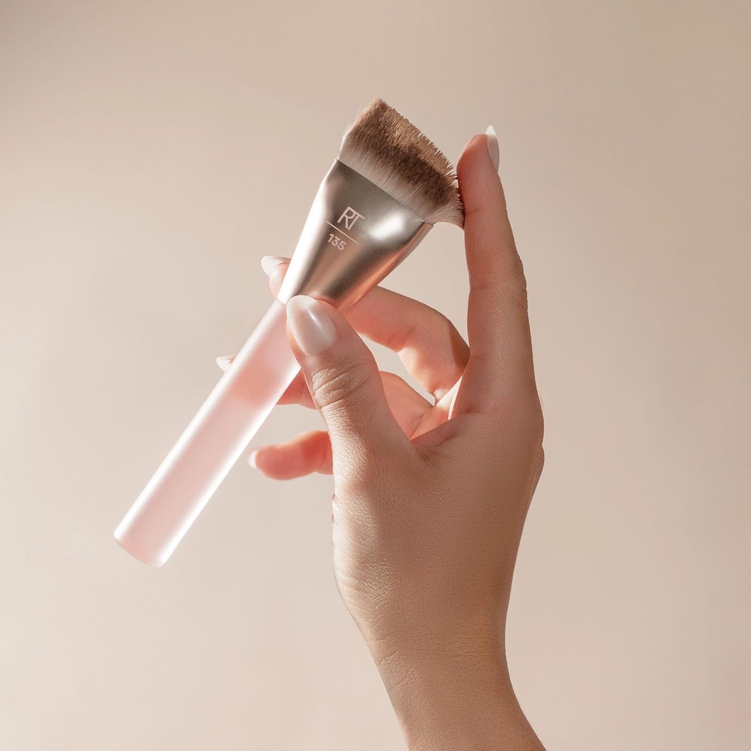 image:imageReal Techniques New Nudes Blurred Base Kit 5 Piece Face Makeup Brush Set with Powder Puff for Foundation Concealer Blush Contour amp Powder Blending Soft Bristles CrueltyFreeSponge Duo 2 Count