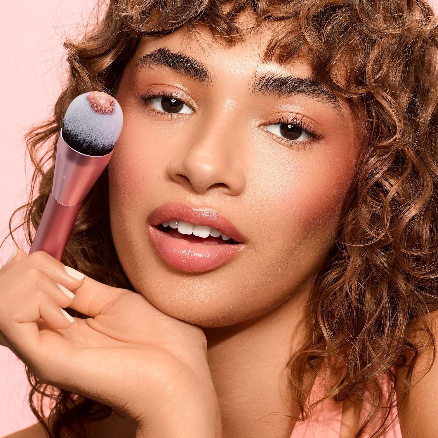 image:imageReal Techniques Power Pigment Blush Makeup Brush Cheek Brush For Liquid amp Cream Blush Dense Synthetic Bristles Unique Pointed Shape For Precise Application Vegan amp Cruelty Free 1 CountPower Pigment Brush
