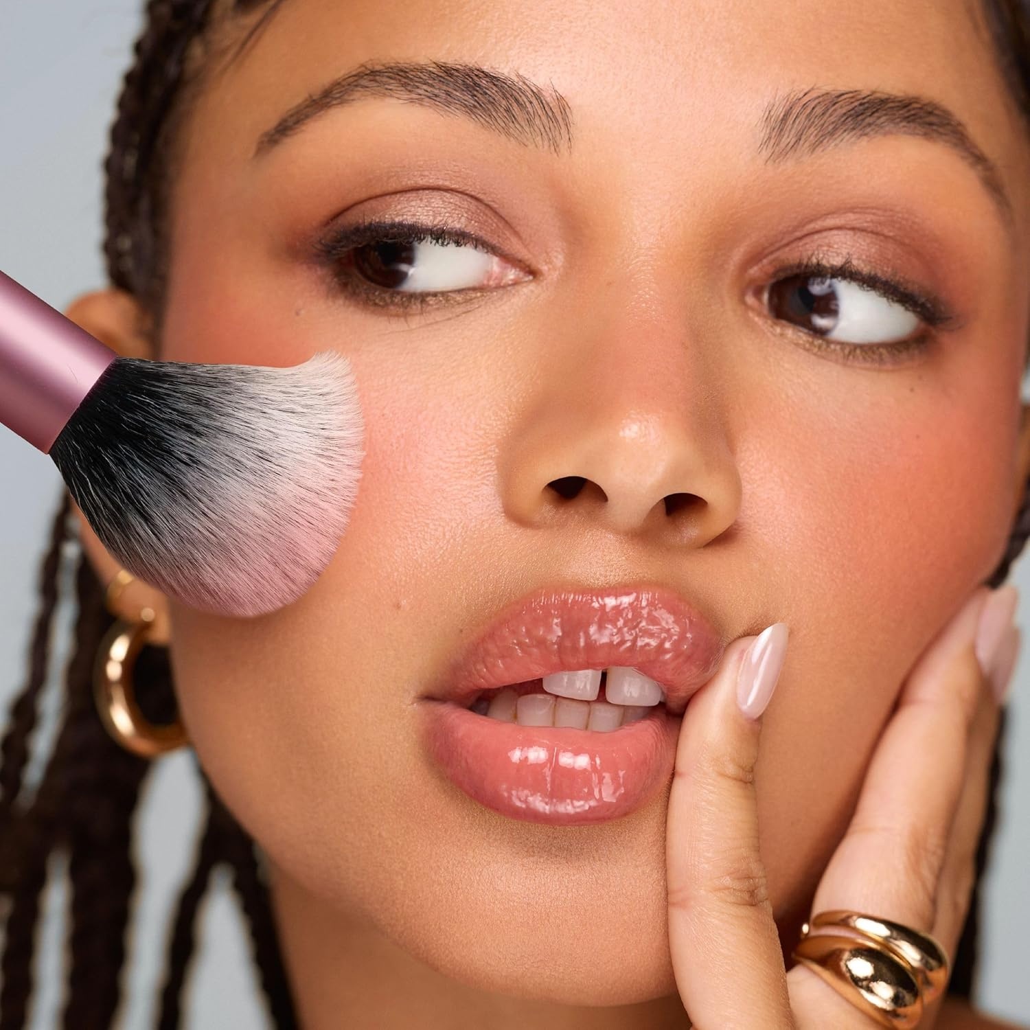 image:imageReal Techniques Precision Blush Brush Fluffy Powder Blush Makeup Brush for Buildable Cheek Color Pressed amp Loose Blush Synthetic Bristles Vegan amp CrueltyFree