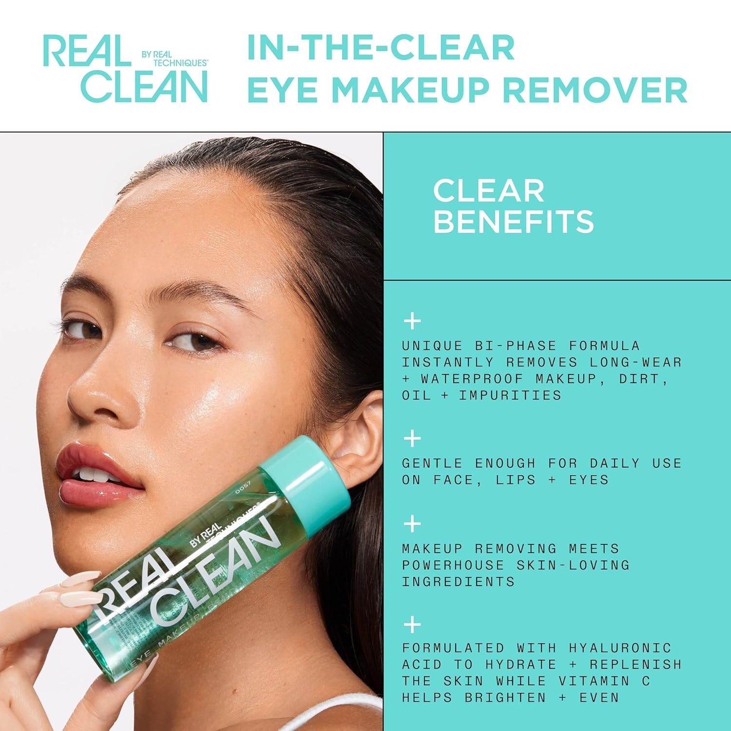 image:imageReal Techniques Real Clean InTheClear Eye Makeup Remover Makeup Remover Pads Reusable MakeupRemoving Rounds Eye amp Face Makeup Removal BiPhase Formula Hyaluronic Acid 3 Piece Bundle