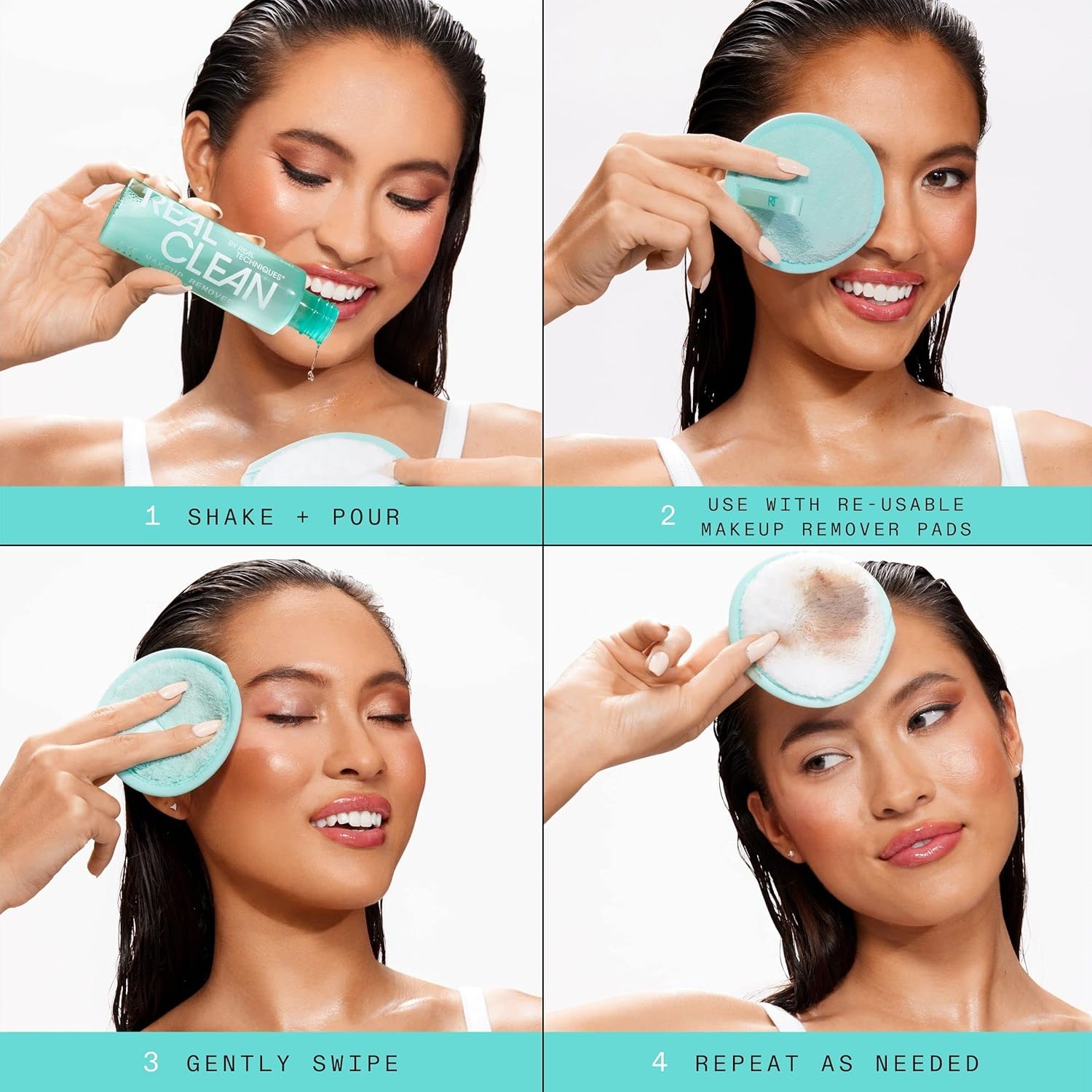 image:imageReal Techniques Real Clean InTheClear Eye Makeup Remover Makeup Remover Pads Reusable MakeupRemoving Rounds Eye amp Face Makeup Removal BiPhase Formula Hyaluronic Acid 3 Piece Bundle