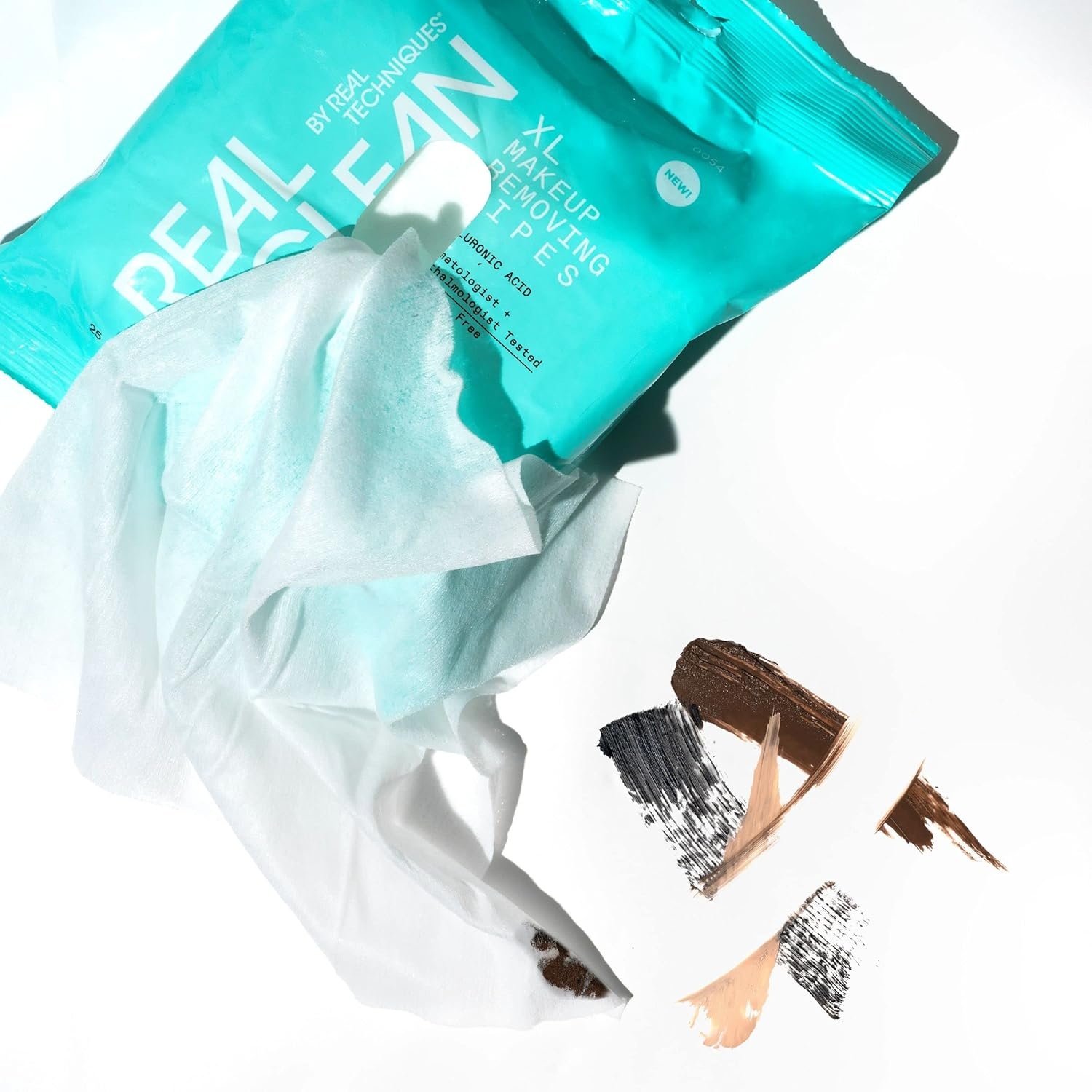 image:imageReal Techniques Real Clean XL Hydrating Facial Wipes Infused With Hyaluronic Acid DualUsage Cleansing Wipes Repair Skin amp Gently Remove Makeup Fragrance Free 25 CountBlue