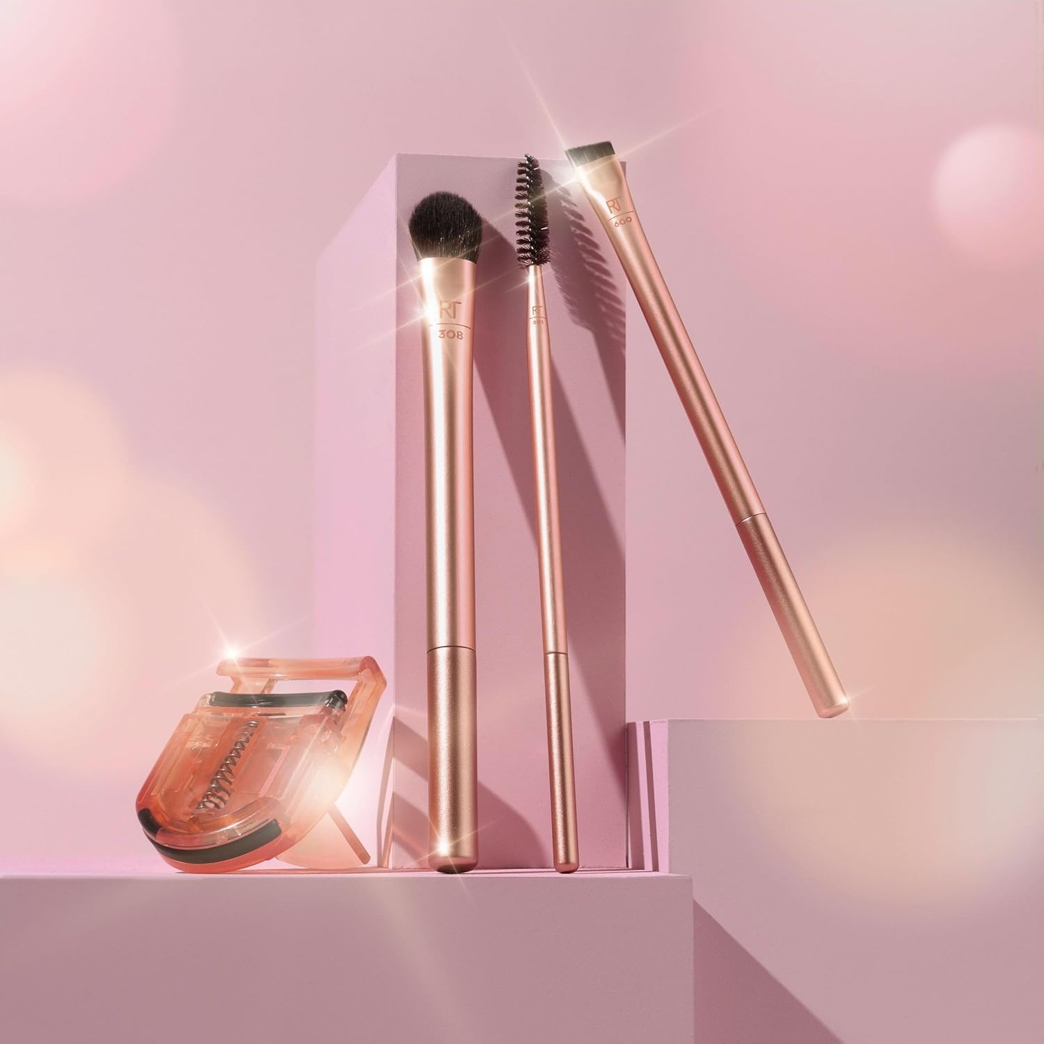image:imageReal Techniques Starlit Gaze Eye Lash 4 Piece Holiday Gift Set Eye Makeup Brush Set For Eyeshadow amp Brow Products Mini Eyelash Curler For Travel Stocking Stuffer Limited Edition CrueltyFree