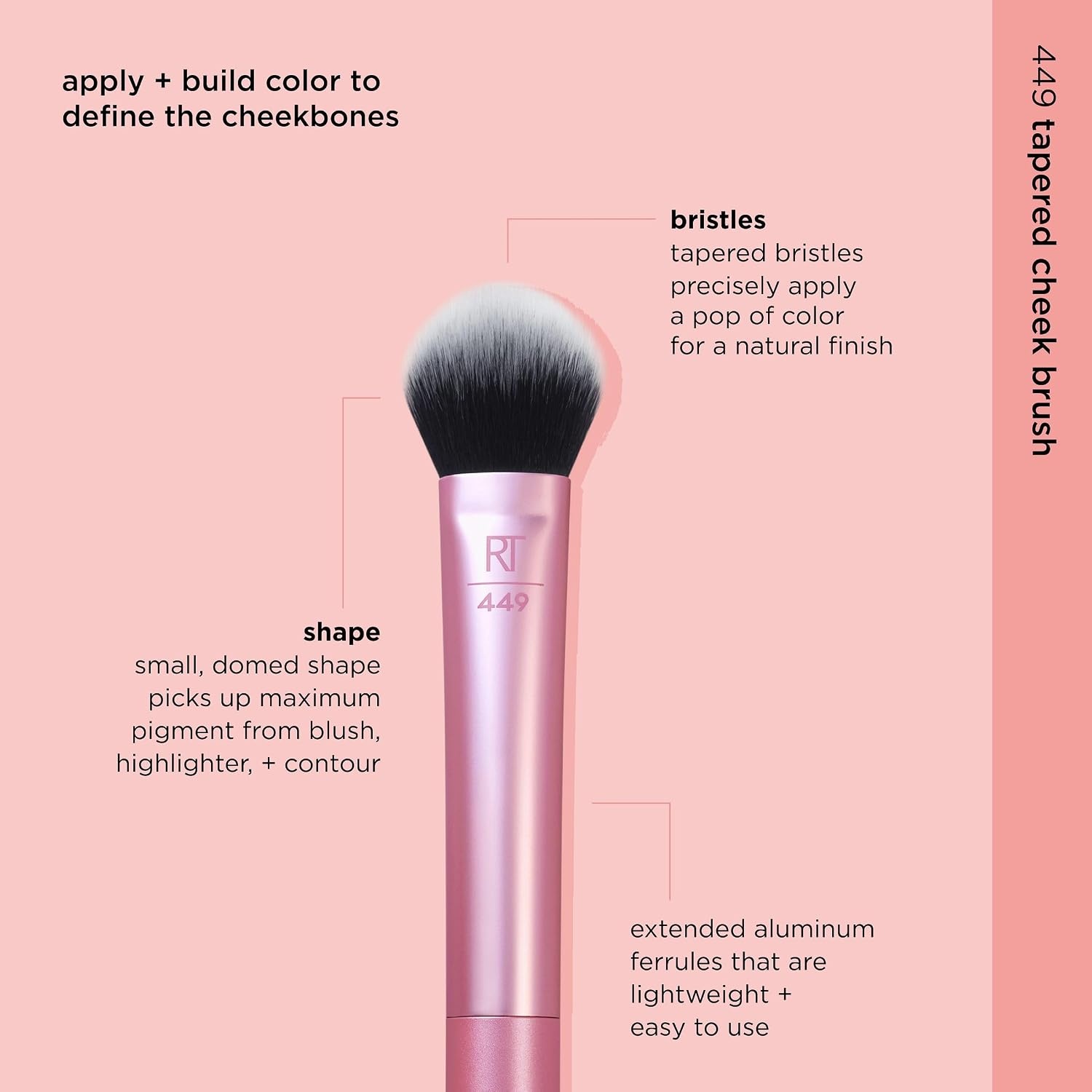 image:imageReal Techniques Tapered Cheek Brush RT 449 Fluffy Blending Brush for Powder Blush amp Highlighter UltraPlush Synthetic Bristles Vegan amp CrueltyFree Makeup Brush 1 CountTapered Cheek Brush