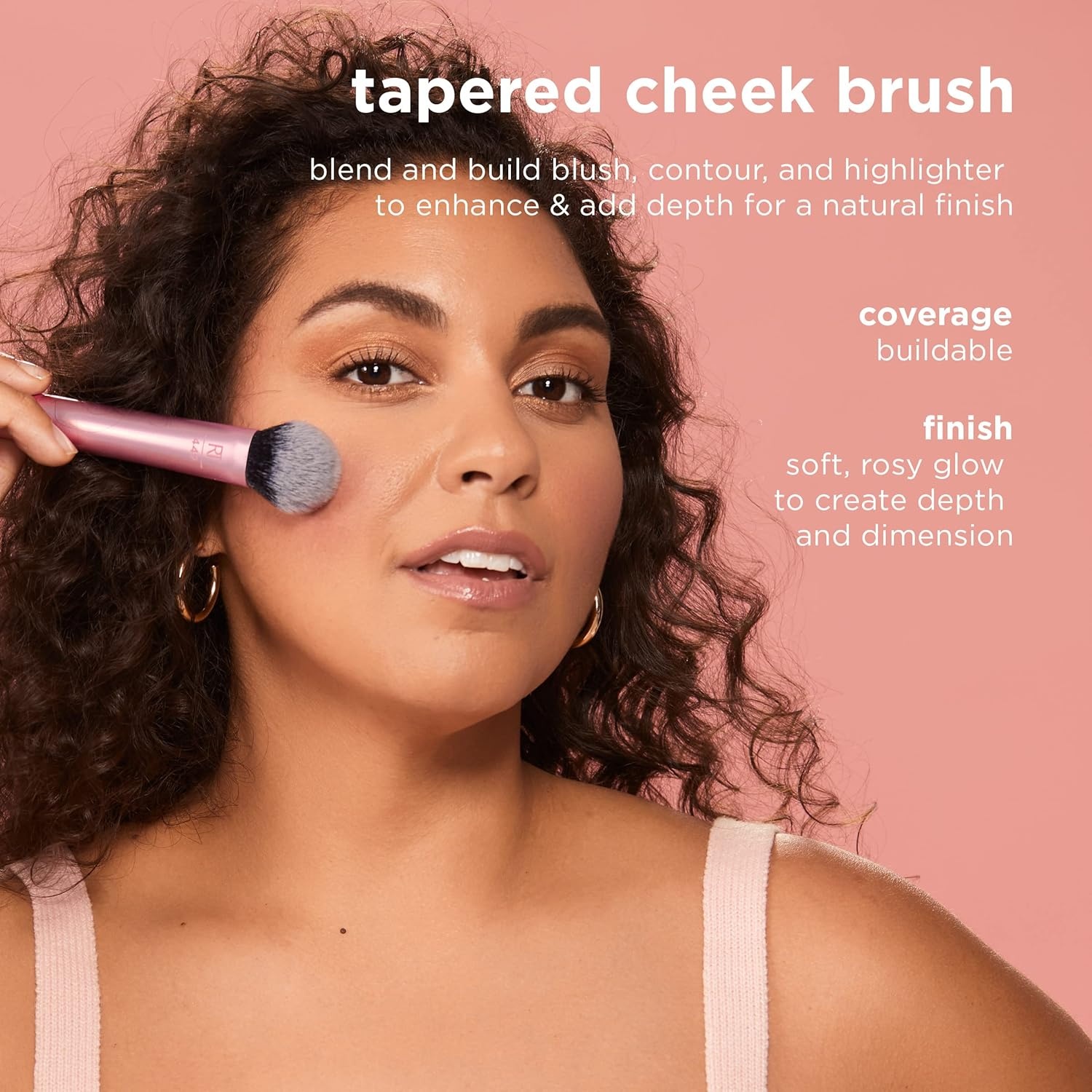 image:imageReal Techniques Tapered Cheek Brush RT 449 Fluffy Blending Brush for Powder Blush amp Highlighter UltraPlush Synthetic Bristles Vegan amp CrueltyFree Makeup Brush 1 CountTapered Cheek Brush