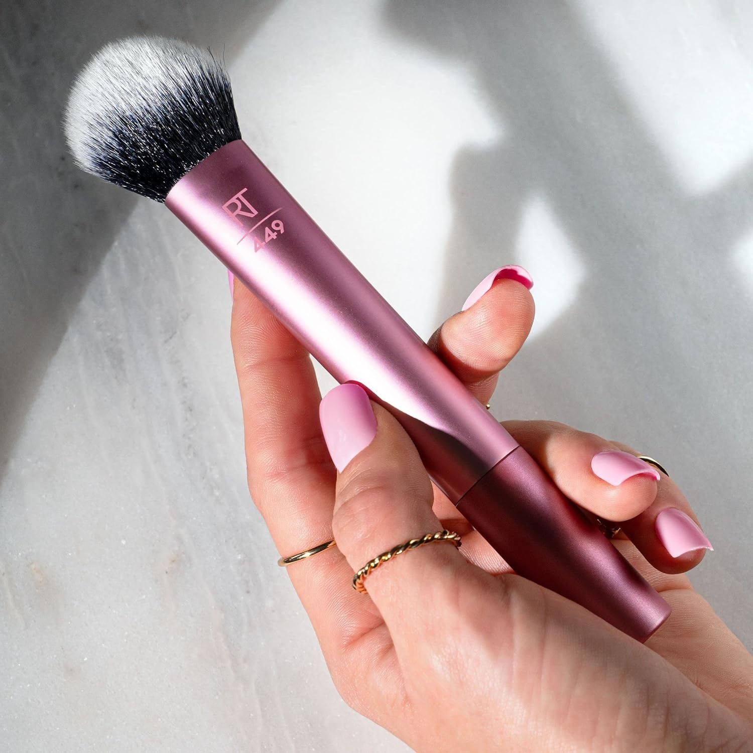 image:imageReal Techniques Tapered Cheek Brush RT 449 Fluffy Blending Brush for Powder Blush amp Highlighter UltraPlush Synthetic Bristles Vegan amp CrueltyFree Makeup Brush 1 CountTapered Cheek Brush