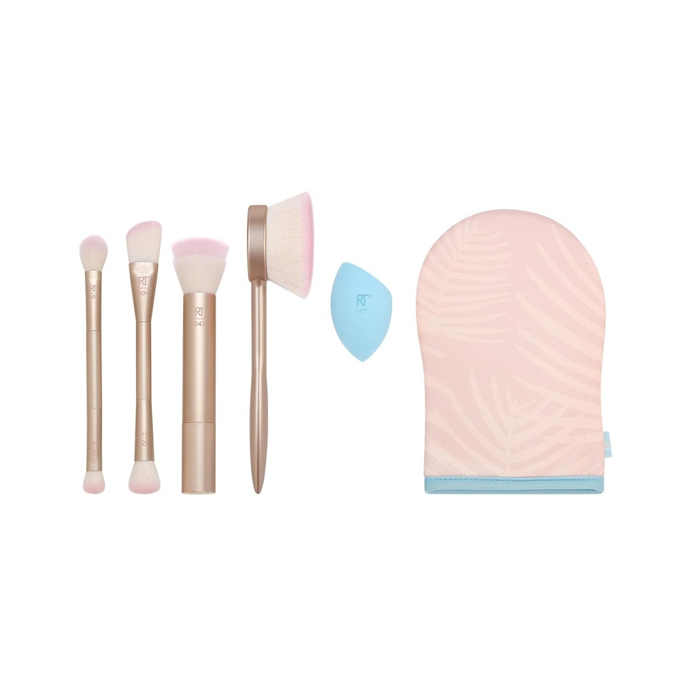 image:imageReal Techniques 9 Piece Au Naturale Makeup Brush Set For Liquid Cream amp Powder Eyeshadow Foundation Blush Bronzer amp Contour Travel Friendly Brushes Gift Set CrueltyFree Bristles6 Piece Set