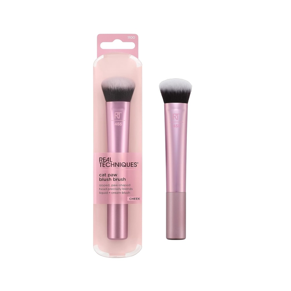 image:imageReal Techniques Cat Paw Blush Brush Liquid amp Cream Blush Makeup Brush Unique Paw Shape for Lifted Natural Color Soft UltraPlush Blending Bristles CrueltyFree 1 Count