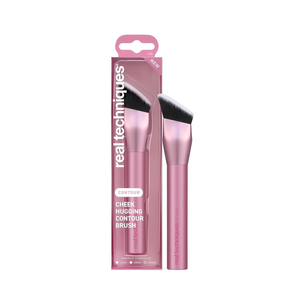 image:imageReal Techniques Cheek Hugging Contour Brush Angled Makeup Brush for Cream Contour Liquid Bronzer amp Sculpting Precision Face Shaping UltraPlush Bristles CrueltyFree 1 CountCheek Hugging Brush