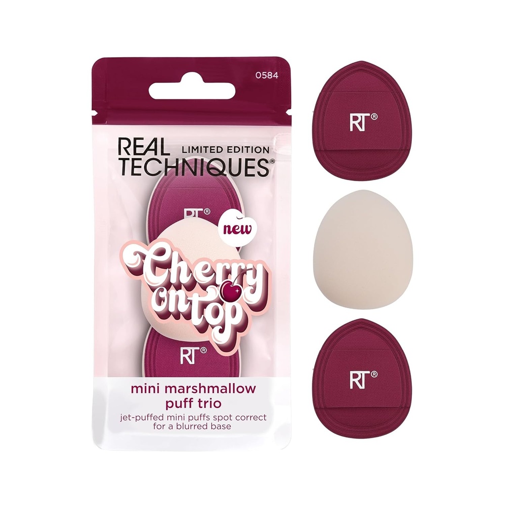 image:imageReal Techniques Cherry On Top Mini Marshmallow Puff Trio Mini Makeup Puffs For Concealer amp Foundation Spot Correcting amp Blending Dry Use Beauty Sponge Travel Size Vegan amp CrueltyFree 3 Count