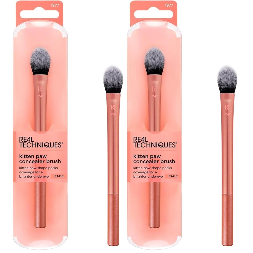 image:imageReal Techniques Expert Concealer Brush Conceal Under Eyes amp Cover Blemishes Makeup Brush For Blending Liquid amp Cream Concealer Brighten Dark Circles CrueltyFree Soft Bristles 1 CountBrightening Concealer Eye Creams Makeup Brush 1PC Pack of 2