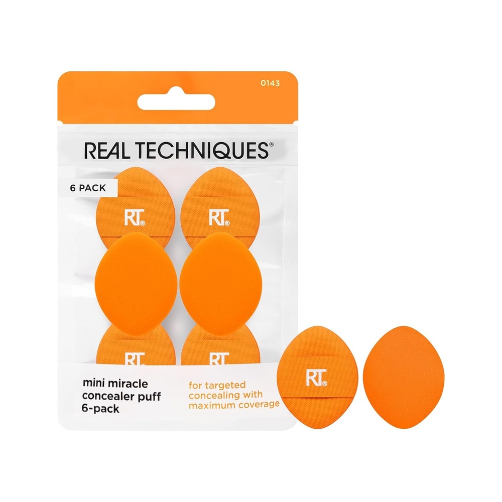 image:imageReal Techniques Mini Miracle Concealer Puff 6 Pack Small Makeup Puff For Liquid amp Cream Foundation amp Concealer Targeted Concealing Under Eyes amp Blemishes Travel Friendly Vegan amp Cruelty Free