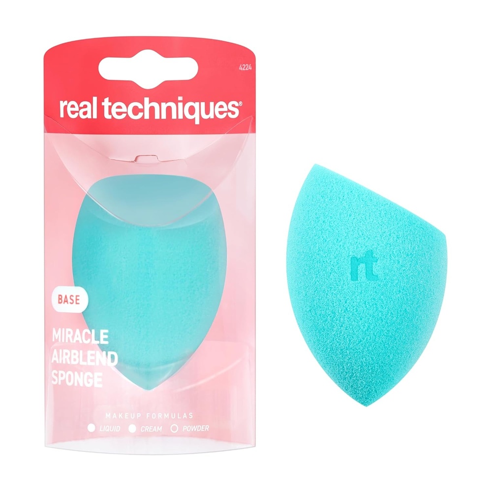 image:imageReal Techniques Miracle Airblend Sponge Matte Makeup Blending Sponge For Liquid Cream amp Powder Products Offers Medium To Full Coverage Foundation Sponge LatexFree Foam 1 Count