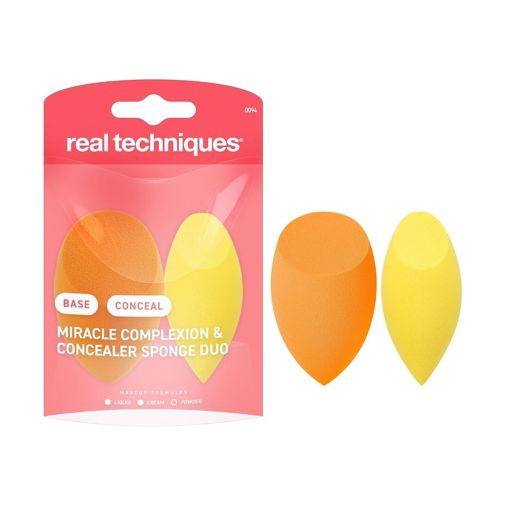 image:imageReal Techniques Miracle Complexion Sponge Concealer Sponge Duo Makeup Blending Sponges For Foundation amp Concealer Offers Light To Medium Coverage Natural Dewy Makeup LatexFree Foam 2 CountMiracle Complexion Concealer Sponge 2 Count