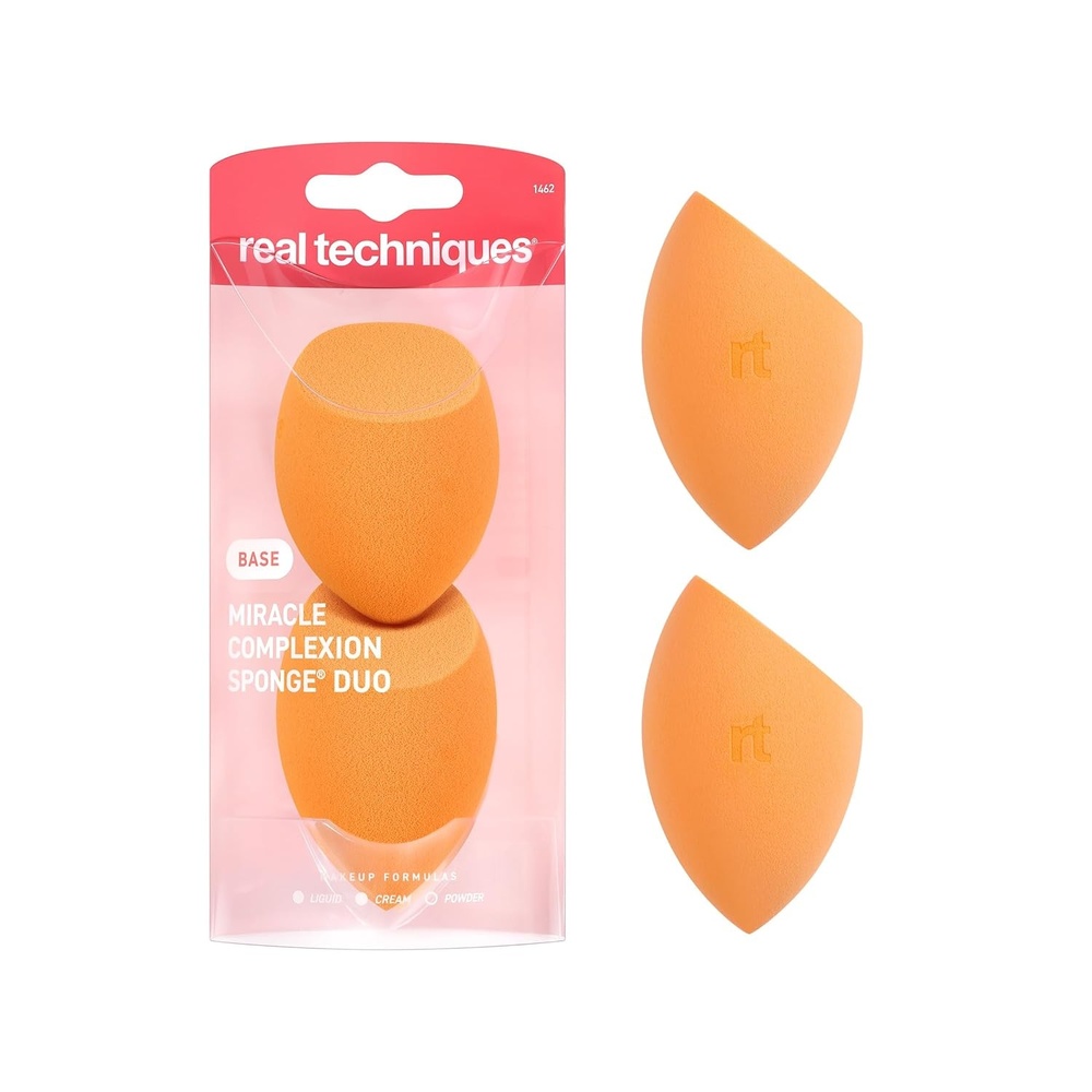 image:imageReal Techniques Miracle Complexion Sponge  Concealer Sponge Duo Makeup Blending Sponges For Foundation amp Concealer Offers Light To Medium Coverage Natural Dewy Makeup LatexFree Foam 2 CountMiracle Complexion Sponge Duo  2 Count
