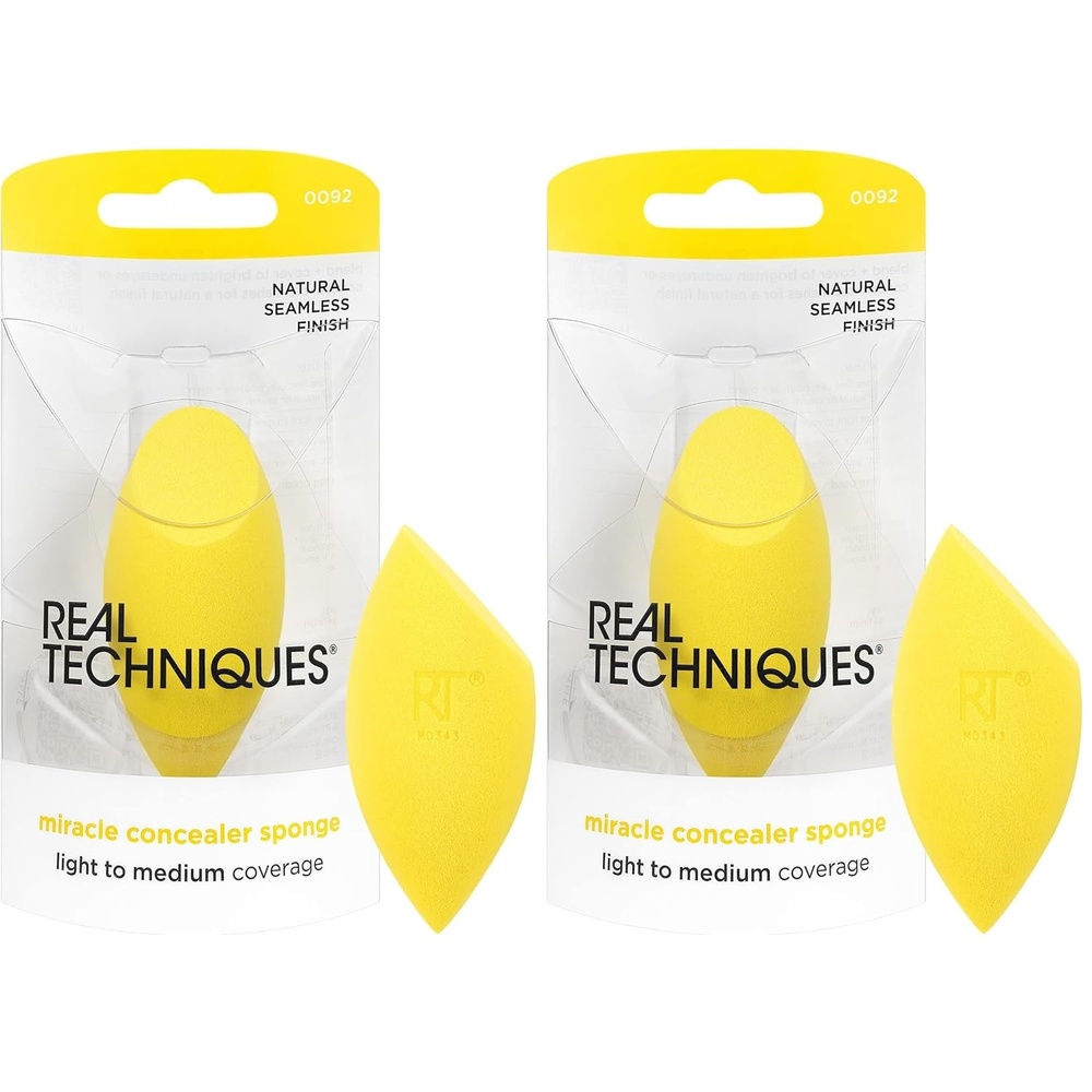 image:imageReal Techniques Miracle Concealer Sponge Makeup Blending Sponge For Liquid amp Cream Concealer Elongated Shape For Precise Application Under Eyes amp Tight Areas Yellow LatexFree Foam 1 CountAmarillo