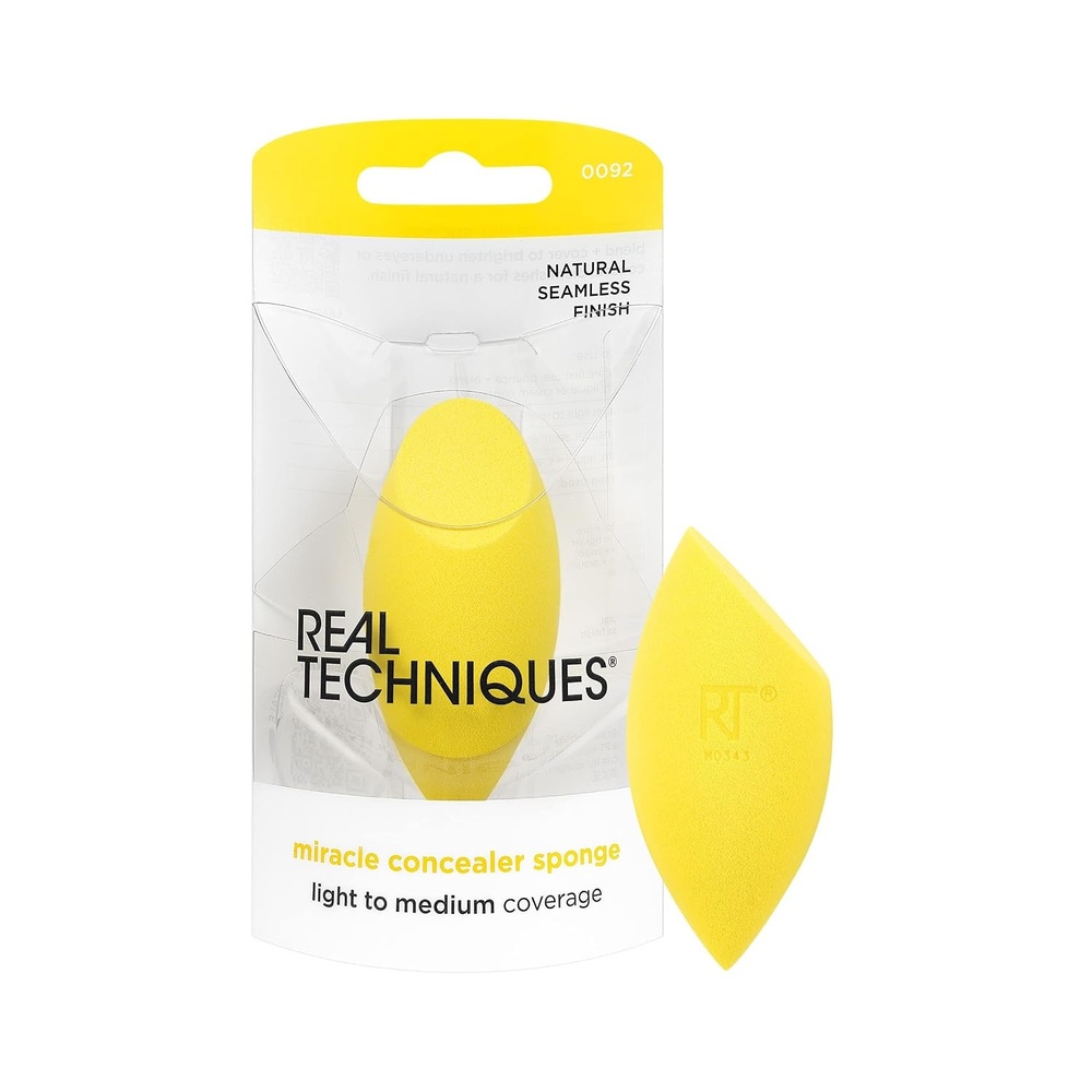 image:imageReal Techniques Miracle Concealer Sponge Makeup Blending Sponge For Liquid amp Cream Concealer Elongated Shape For Precise Application Under Eyes amp Tight Areas Yellow LatexFree Foam 1 CountYellow