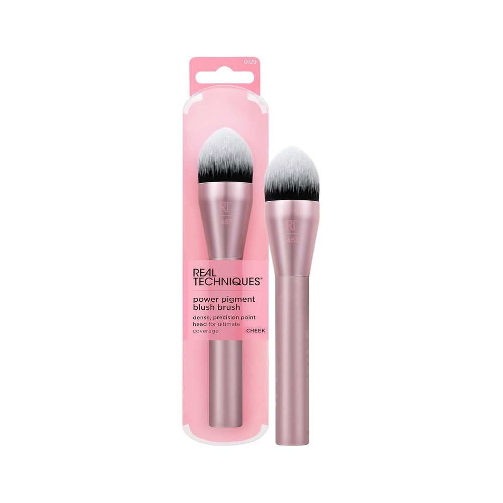 image:imageReal Techniques Power Pigment Blush Makeup Brush Cheek Brush For Liquid amp Cream Blush Dense Synthetic Bristles Unique Pointed Shape For Precise Application Vegan amp Cruelty Free 1 CountPower Pigment Brush