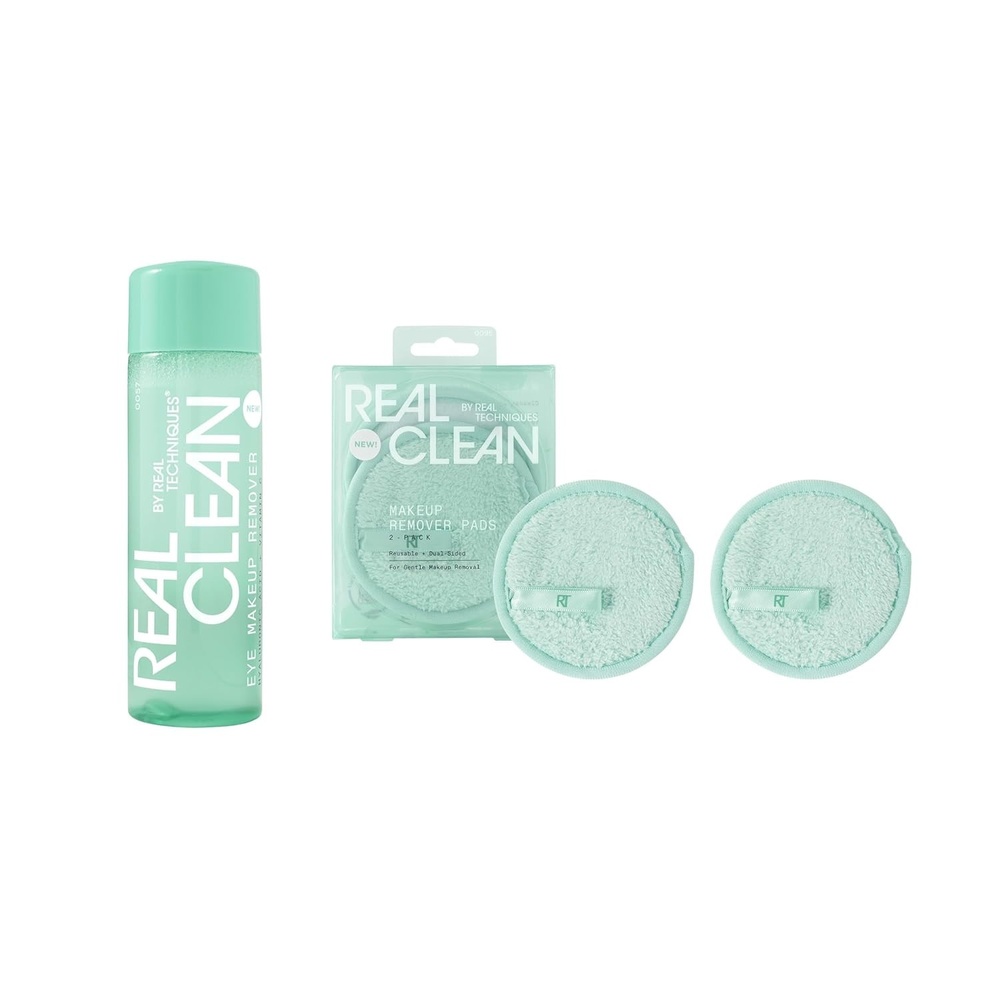 image:imageReal Techniques Real Clean InTheClear Eye Makeup Remover Makeup Remover Pads Reusable MakeupRemoving Rounds Eye amp Face Makeup Removal BiPhase Formula Hyaluronic Acid 3 Piece Bundle
