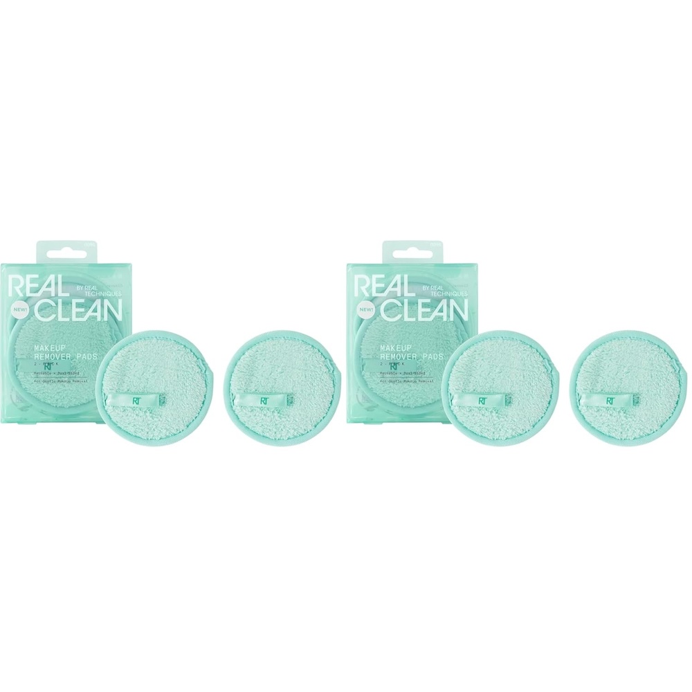 image:imageReal Techniques Real Clean Makeup Remover Pads Reusable MakeupRemoving Rounds DualSided For Toner Essence Eye amp Face Makeup Removal For All Skin Types 2 Count2 Count Pack of 2