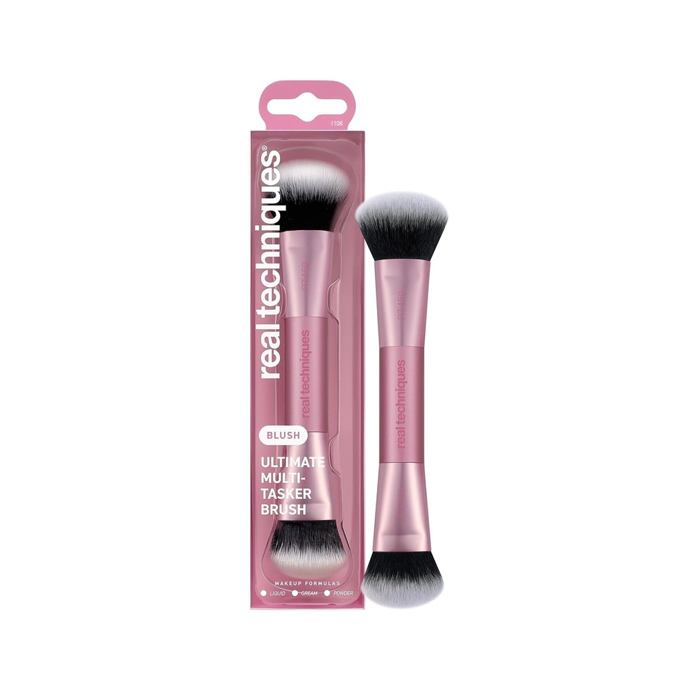 image:imageReal Techniques Ultimate Multi Tasker Brush DualEnded Makeup Brush for Foundation Blush Bronzer amp Powder Precision Sculpting amp Blending UltraPlush Bristles CrueltyFree 1 Count