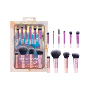 Real Techniques 11 Piece Travel Fantasy Mini Brush Set, Travel Size Makeup Brushes For Foundation Eyeshadow, Powder, Blush, Contour, & Concealer, Makeup Bag Included, Gift Set, Cruelty-Free(10 Piece Set)