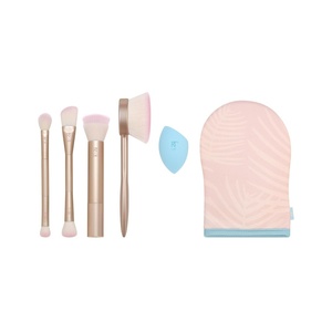 Real Techniques 9 Piece Au Naturale Makeup Brush Set, For Liquid, Cream, & Powder Eyeshadow, Foundation, Blush, Bronzer & Contour, Travel Friendly Brushes, Gift Set, Cruelty-Free Bristles(6 Piece Set)