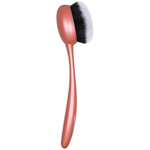 Real Techniques Blend & Blur Foundation Brush, For Liquid Foundation, Long Handle, Easy Makeup Application, Oval Shaped Brush Head with Dense, Plush, Synthetic Bristles, Orange Face Brush, 1 Count