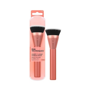 Real Techniques Cheek Hugging Contour Brush, Angled Makeup Brush for Cream Contour Liquid Bronzer & Sculpting, Precision Face Shaping, UltraPlush Bristles, Cruelty-Free, 1 Count(Snatch + Sculpt Brush)