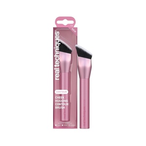Real Techniques Cheek Hugging Contour Brush, Angled Makeup Brush for Cream Contour Liquid Bronzer & Sculpting, Precision Face Shaping, UltraPlush Bristles, Cruelty-Free, 1 Count(Cheek Hugging Brush)