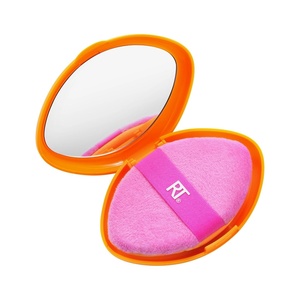 Real Techniques Miracle 2-In-1 Powder Puff + Travel Case, Dual-Sided Makeup Blending Puff, Elastic Band, Precision Makeup Sponge & Powder Puff, For Liquid, Cream & Powders, Travel Case, 2 Count(2 Piece Set)