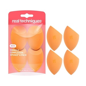 Real Techniques Miracle Complexion Sponge + Concealer Sponge Duo, Makeup Blending Sponges For Foundation & Concealer, Offers Light To Medium Coverage, Natural, Dewy Makeup, Latex-Free Foam 2 Count(Miracle Complexion Sponge  4 Count)
