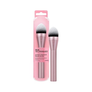 Real Techniques Power Pigment Blush Makeup Brush, Cheek Brush For Liquid & Cream Blush, Dense, Synthetic Bristles, Unique Pointed Shape For Precise Application, Vegan & Cruelty Free, 1 Count(Power Pigment Brush)