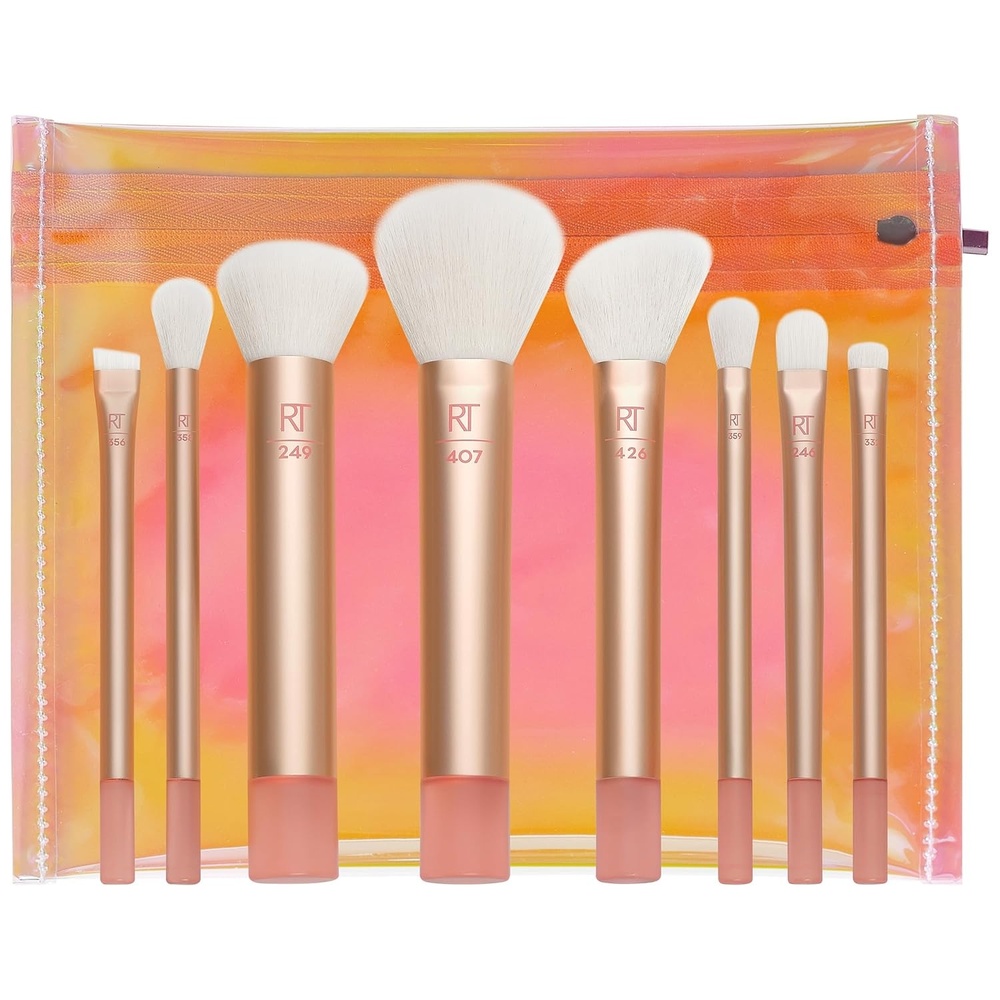 image:imageReal Techniques 9 Piece The Wanderer Makeup Brush Set For Liquid Cream amp Powder Eyeshadow Foundation Concealer Blush amp Contour Travel MidiSize Brushes CrueltyFree Synthetic Bristles9 Piece Set